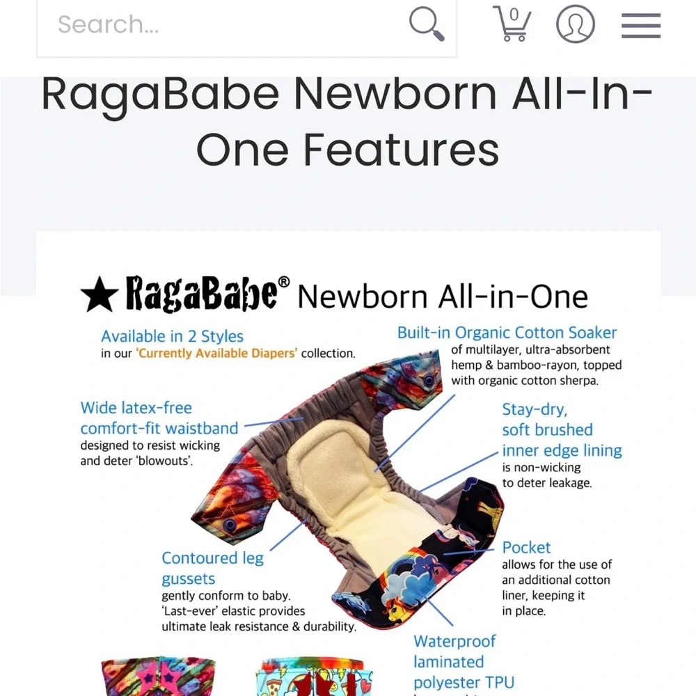 Ragababe Newborn all-in-one Velcro reusable diapers 5 pieces